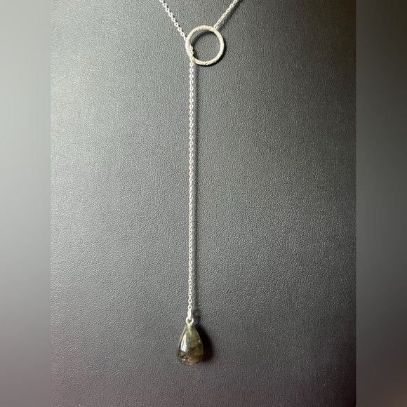 SOLD: Labradorite Lariat Silver Necklace - Picture 3 of 4